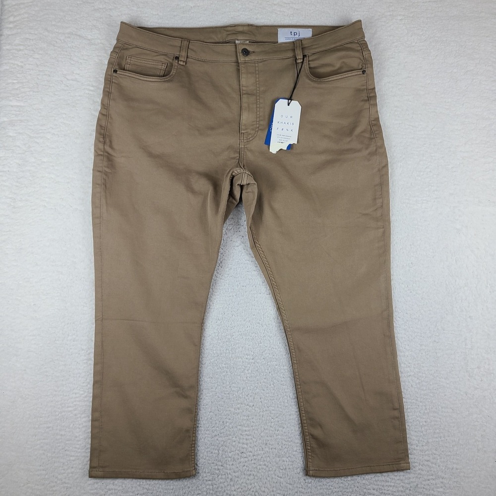 TPJ The Perfect Jean Pants Mens 44x28 Tan Brown‎ Athletic Fit Chino Khakis NEW